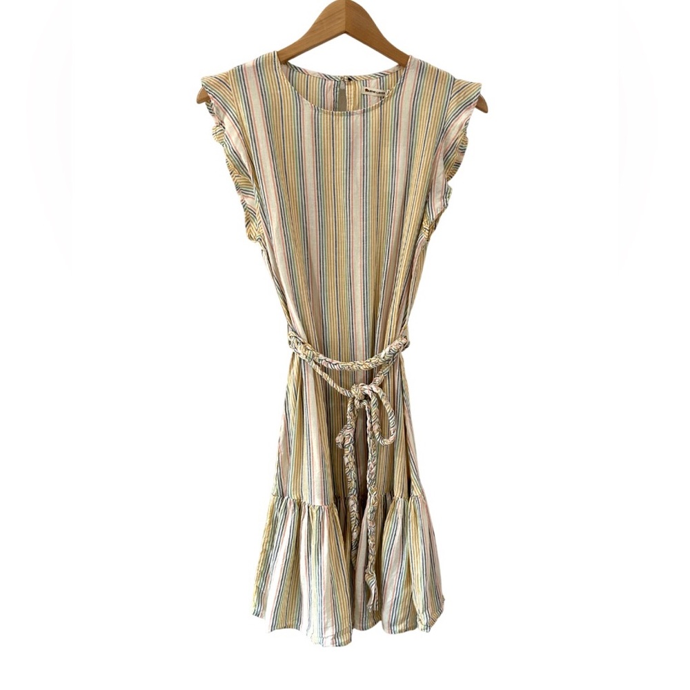 Marine Layer Laney Tiered Mini Dress M Beachy stripe Multicolor ruffle NWT